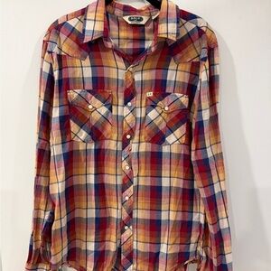 Men's Plaid Pearl Snap Shirt - Salt Valley Western Sz L